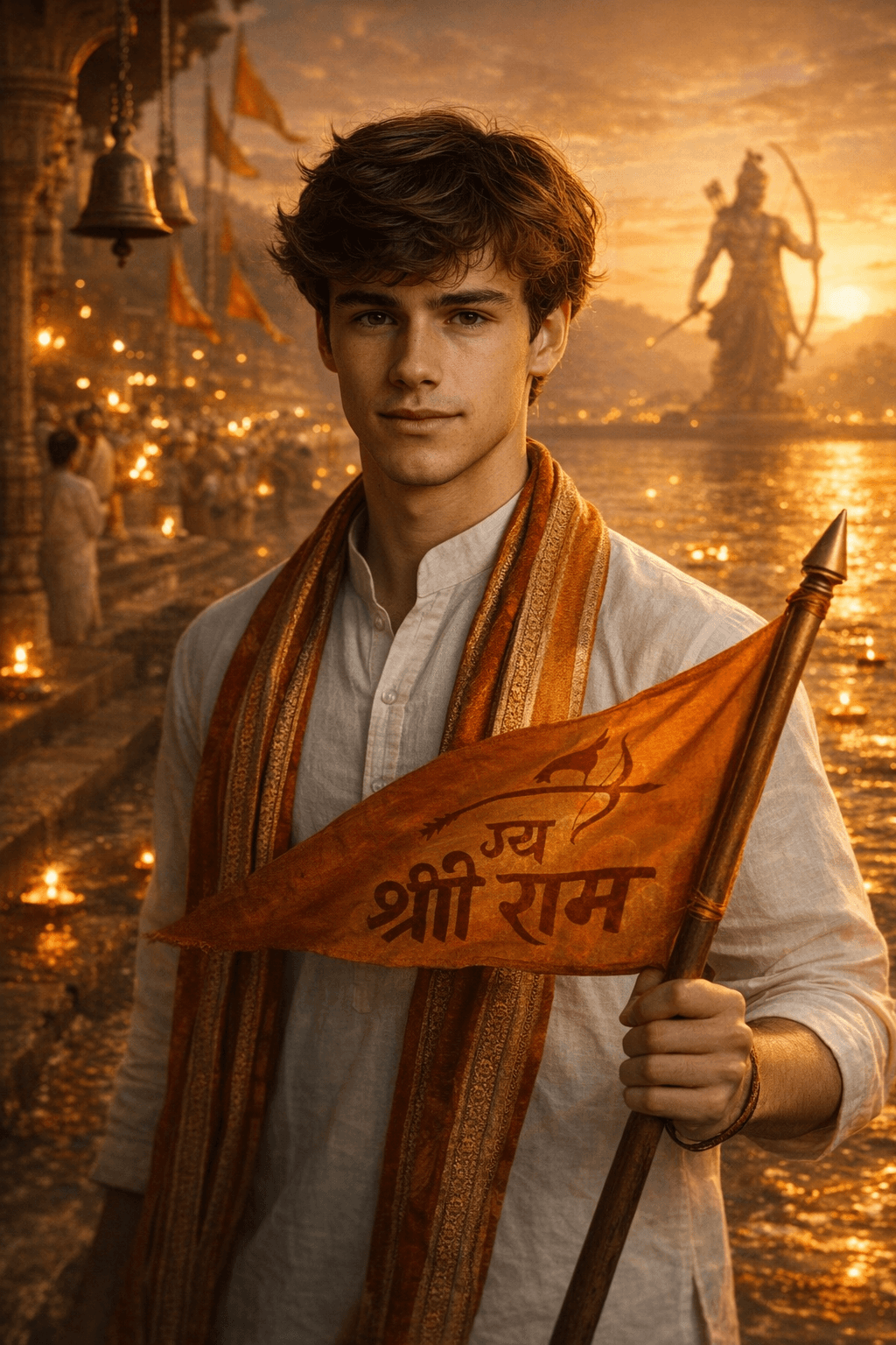 Result generated from Ultra Realistic Jai Shree Ram AI Prompt | Hindu Devotional Sunset Scene Generator (8K Cinematic)