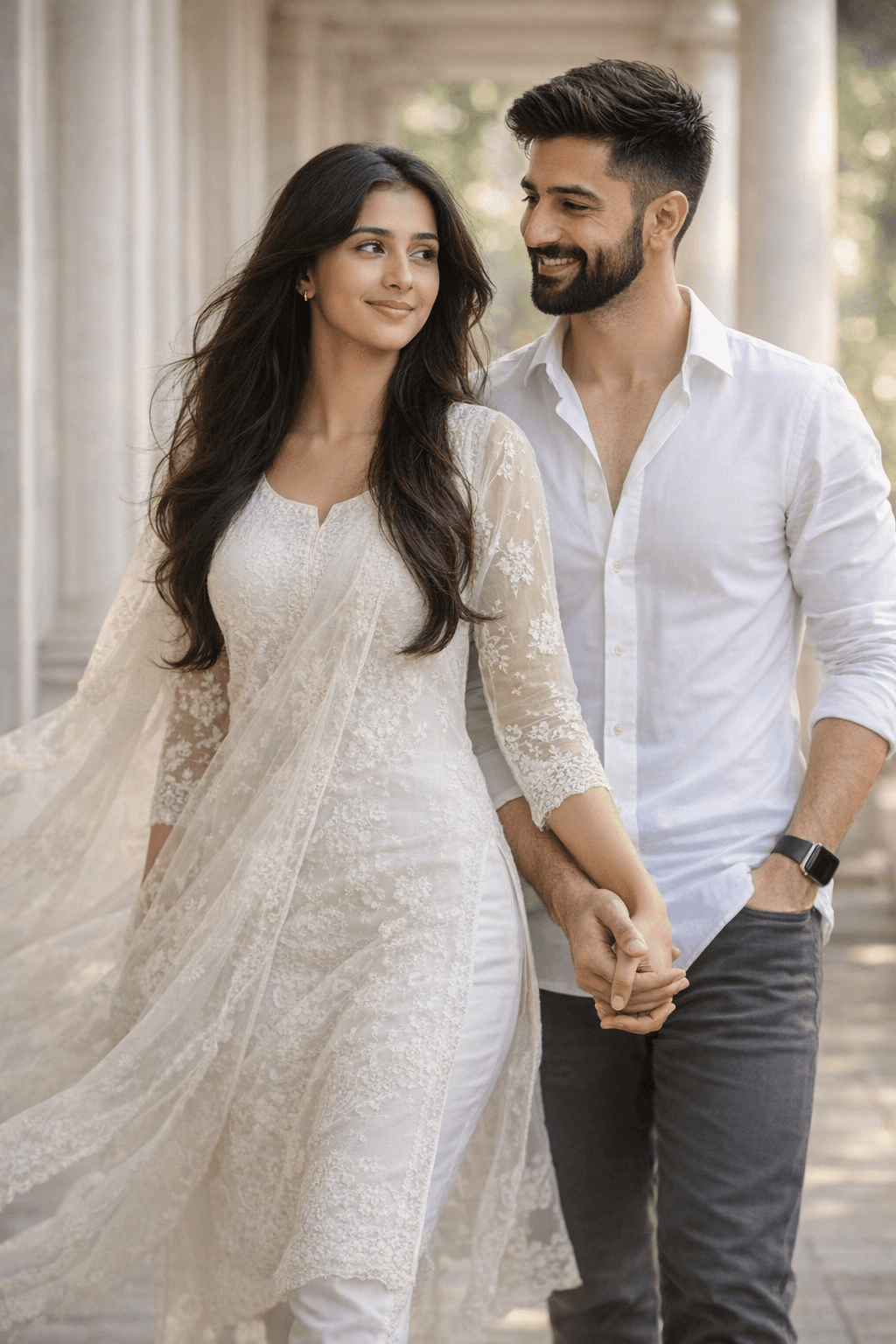 Result generated from Ultra Realistic Bollywood Couple AI Photo Prompt | Romantic Cinematic Portrait 8K