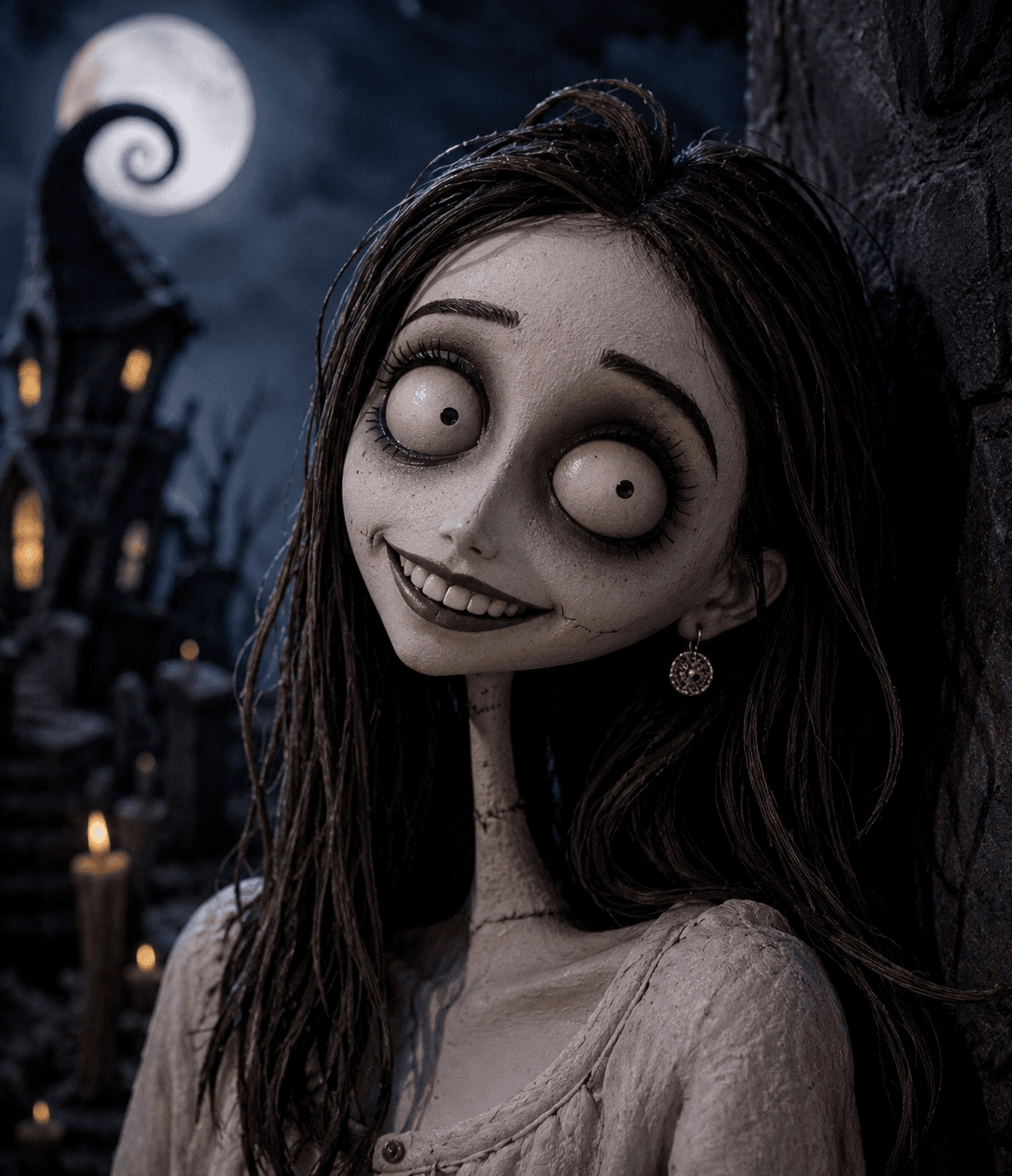 Result generated from Tim Burton Stop Motion Photo Prompt | Nightmare Before Christmas & Corpse Bride Style AI Transformation