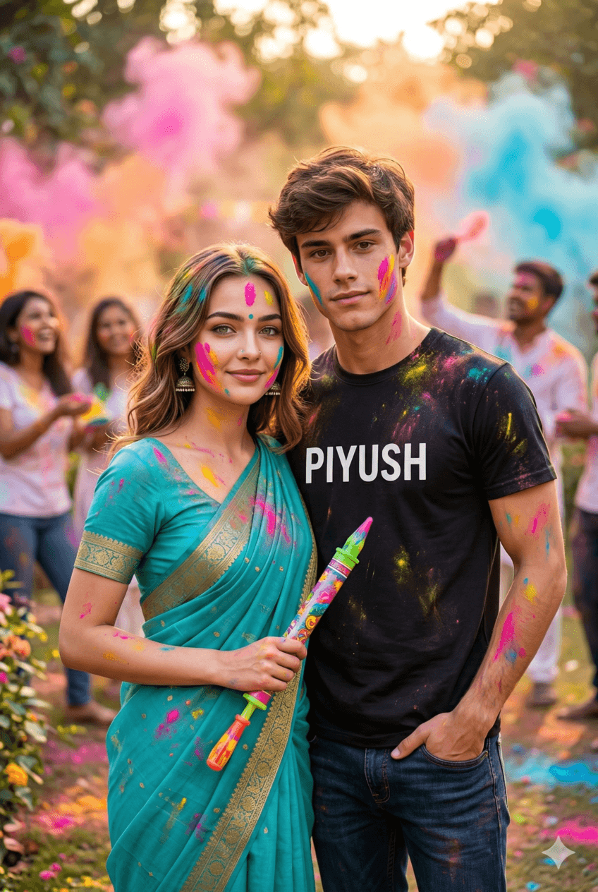 Result generated from Holi Ai Photo Prompts For Young Couples | Free
