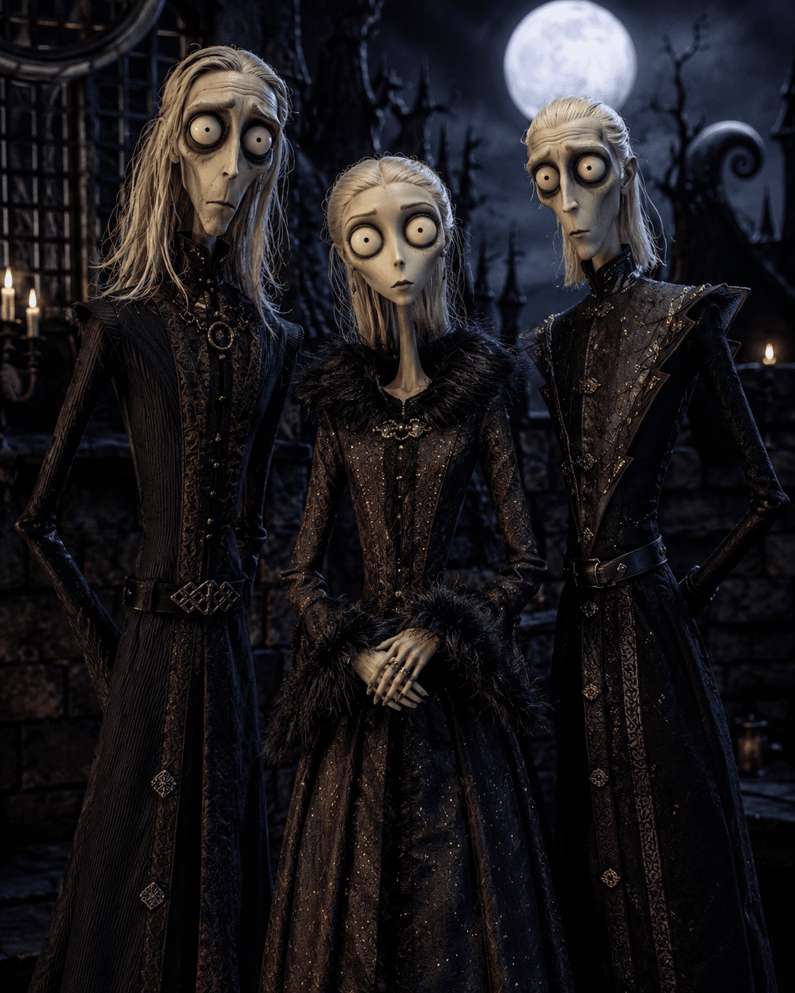 Result generated from Tim Burton Stop Motion Photo Transformation Prompt | Gothic Clay Puppet Style | Nightmare Before Christmas Inspired AI Prompt