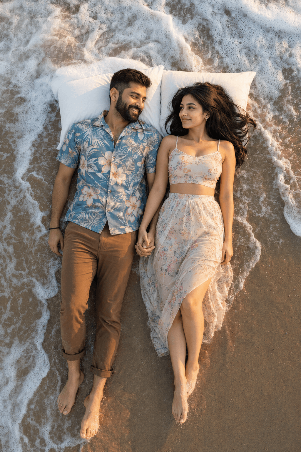 Result generated from Ultra-Realistic Romantic Beach Couple Photoshoot Prompt | Aerial Drone View Love Scene