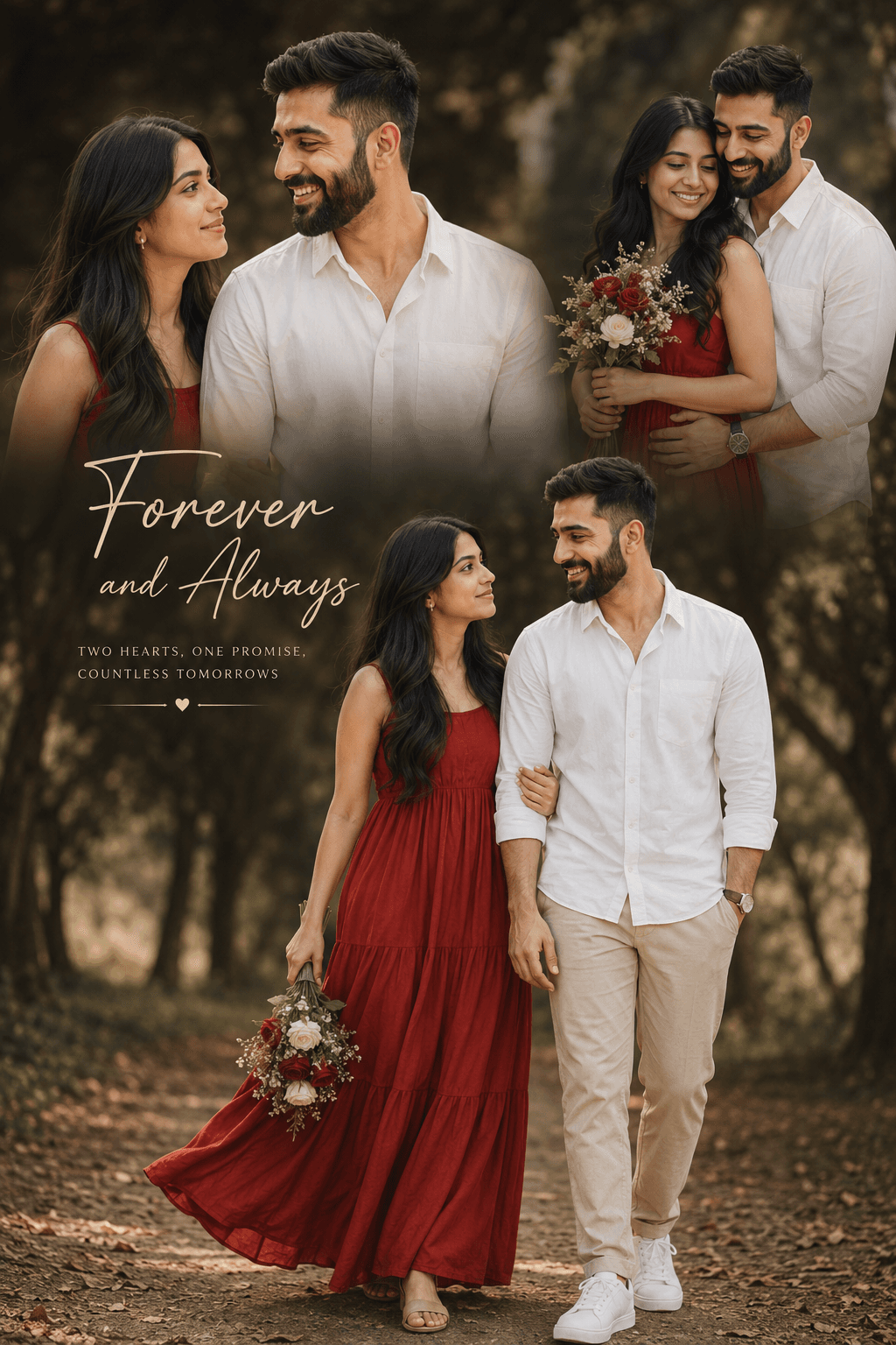 Result generated from Romantic Indian Pre Wedding Couple Photoshoot Poster Prompt | Cinematic Luxury Outdoor Portrait