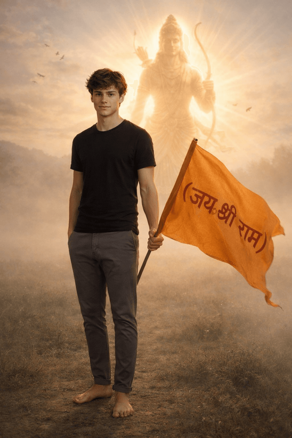 Result generated from Ultra Realistic Jai Shree Ram Devotional AI Prompt (Same Face Lock) | Cinematic Spiritual Portrait Generator