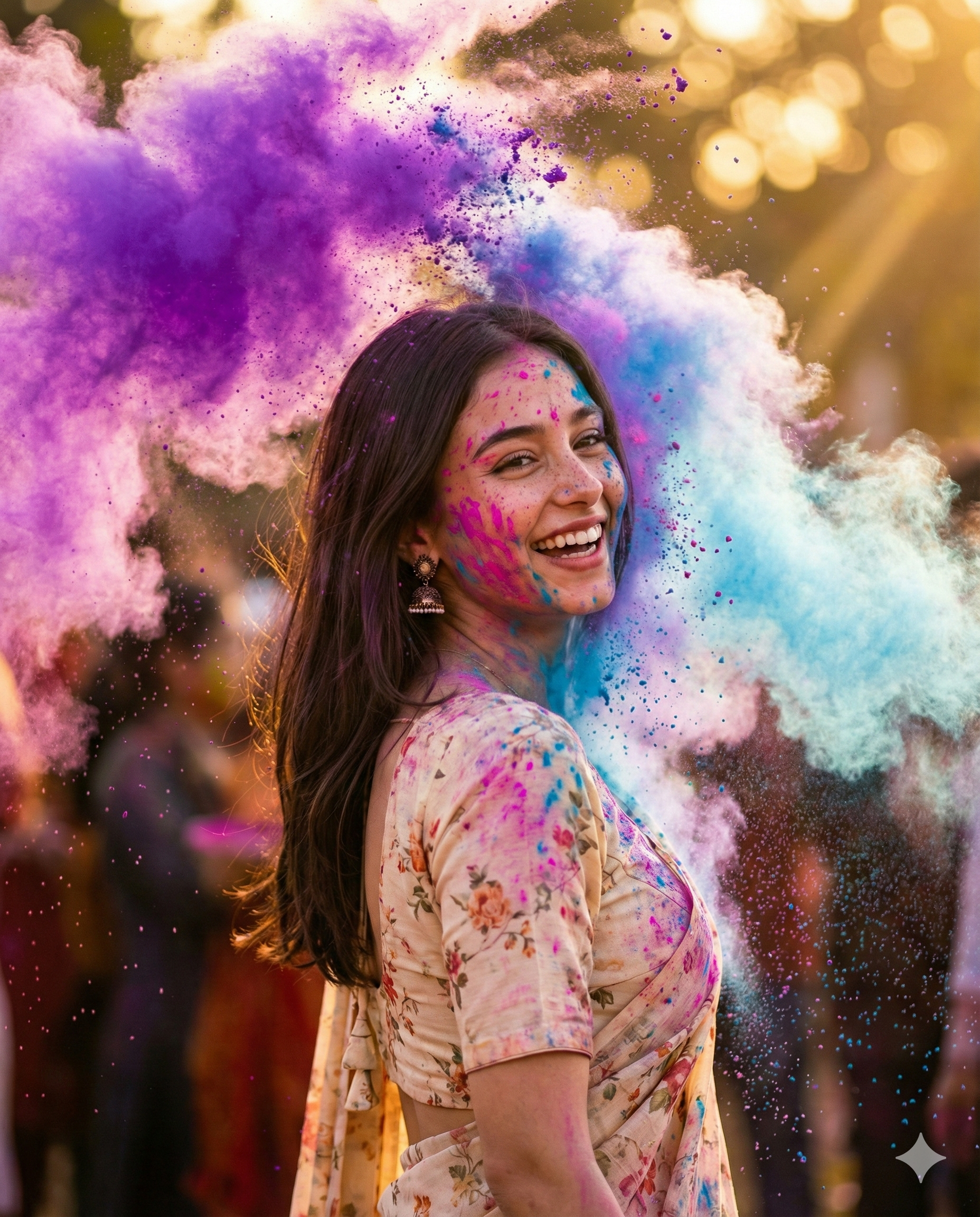 Result generated from Holi gemini prompt for single girl with saree