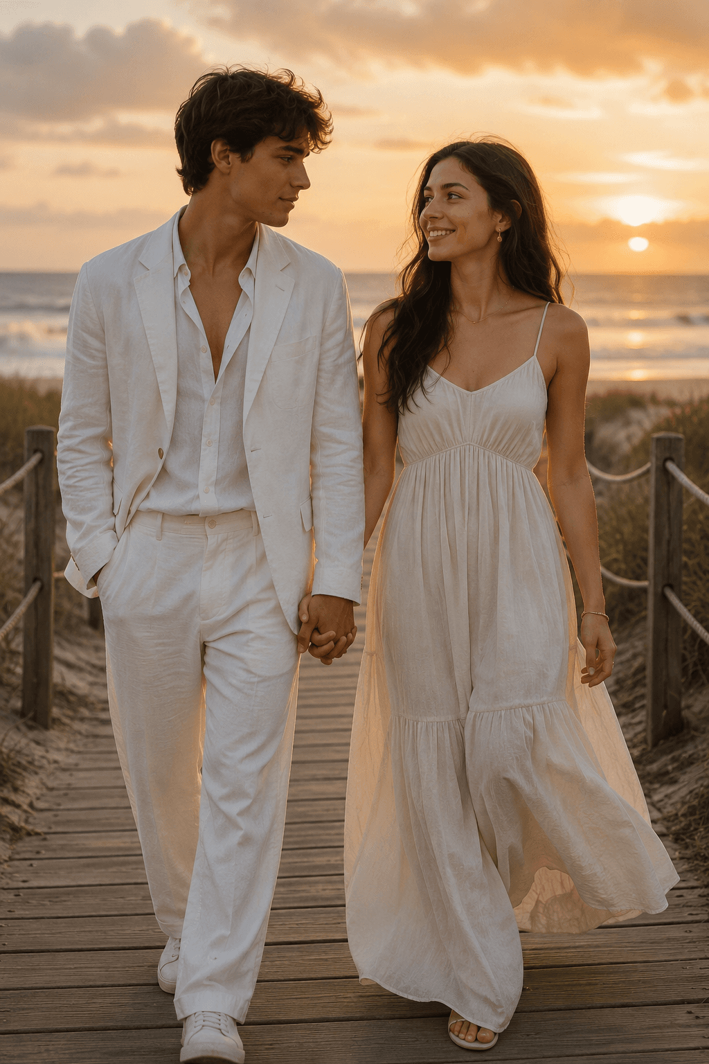 Result generated from Young Couple Walking to Beach at Sunset – Ultra Realistic AI Image Prompt