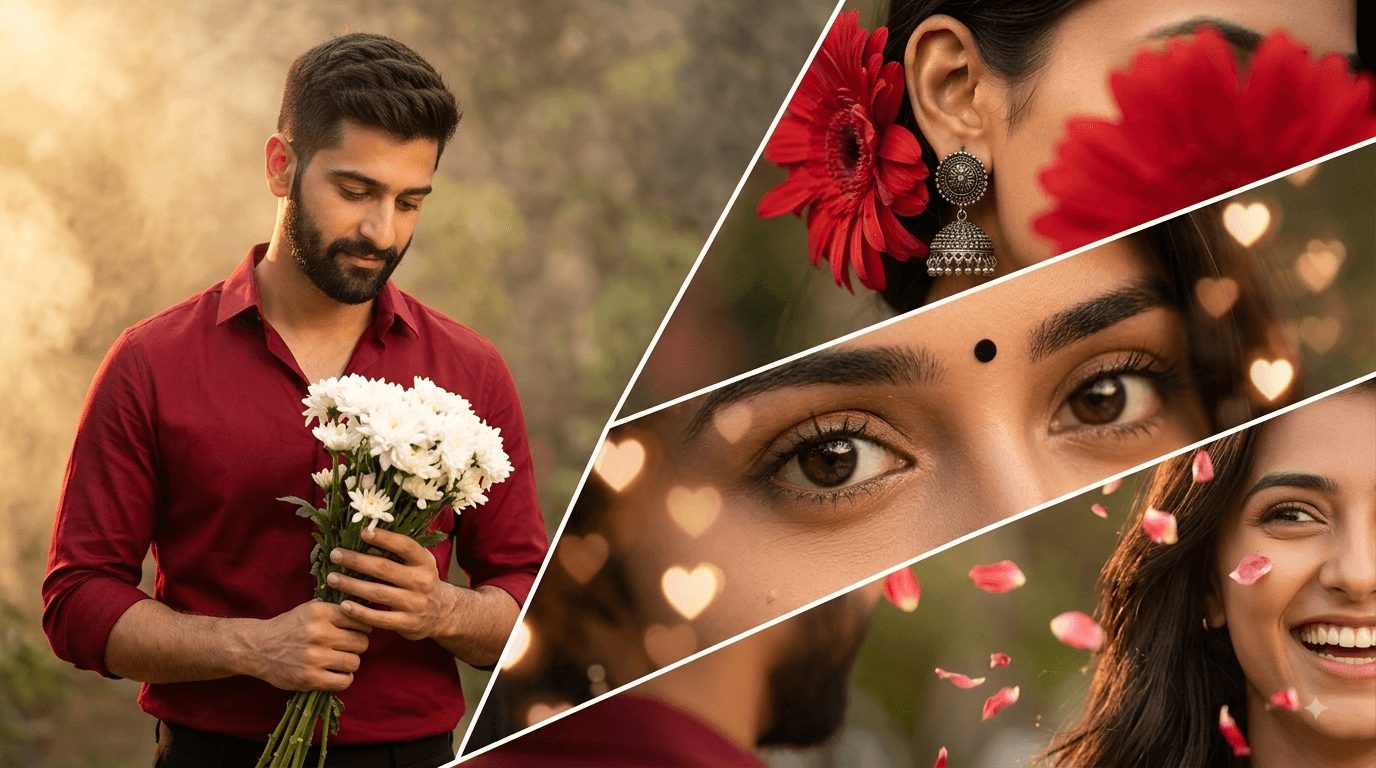 Result generated from Romantic Collage AI Prompt – Cinematic 8K Couple Poster Generator