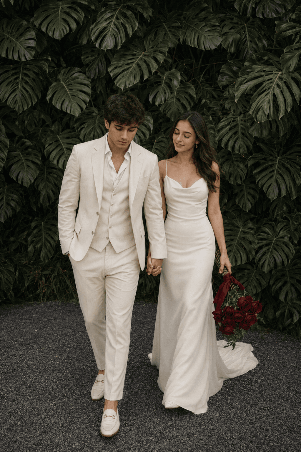 Result generated from Romantic Luxury Wedding Couple AI Image Prompt | Cinematic Garden Wedding Photography