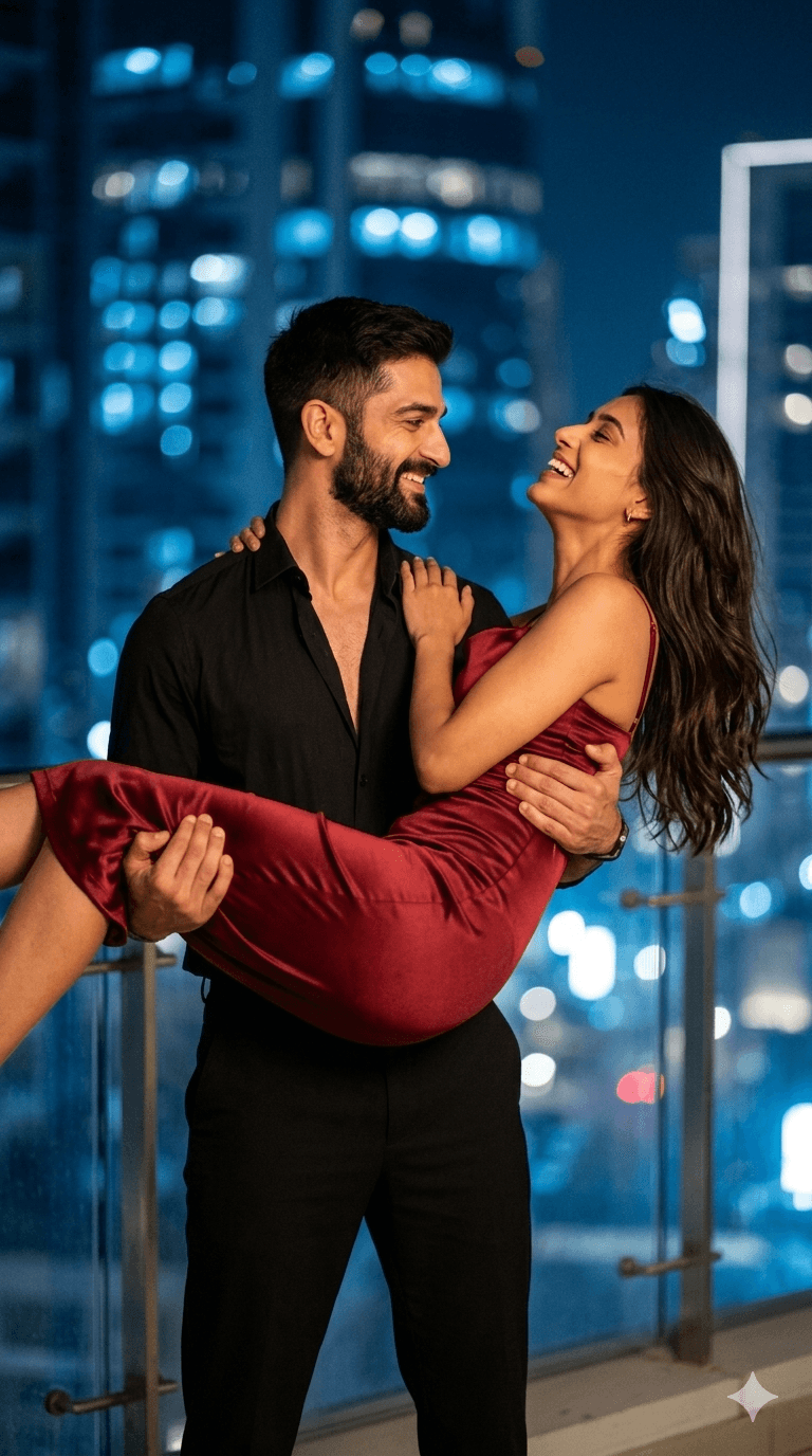 Result generated from Night City Romance: Luxury Couple Portrait & Cinematic Lighting Prompt