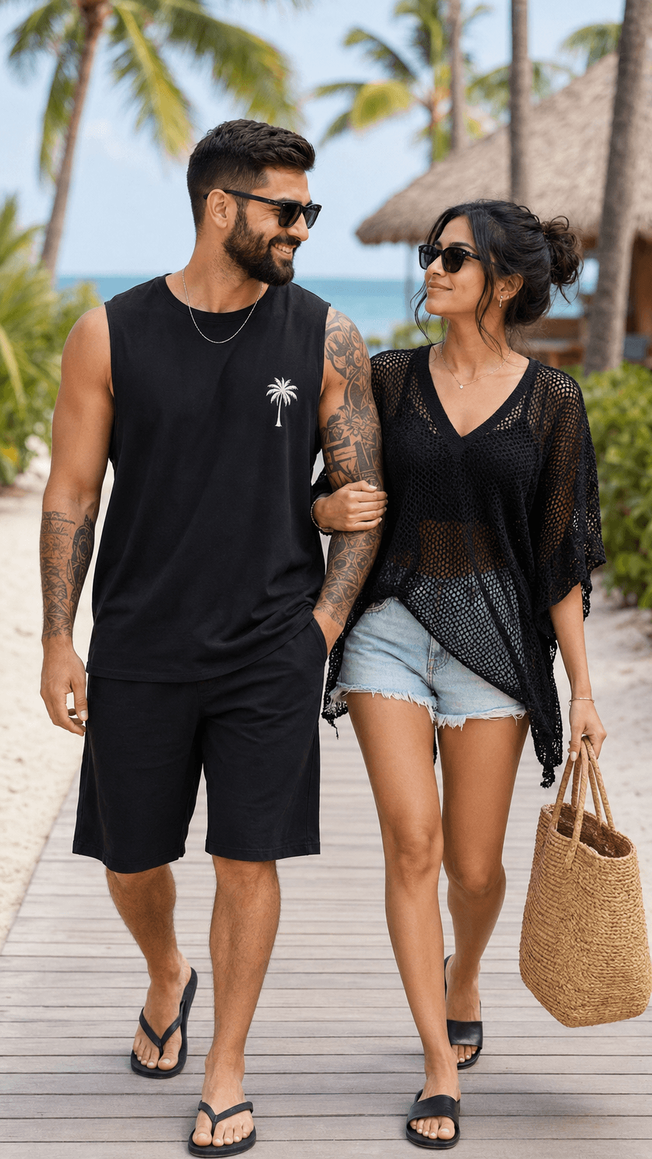 Result generated from Tropical Beach Couple AI Photo Prompt |