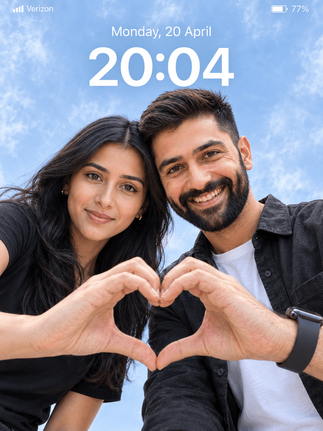Result generated from Ultra-Realistic Couple Selfie AI Image Prompt | Cinematic 8K Low-Angle Portrait + iPhone Lockscreen