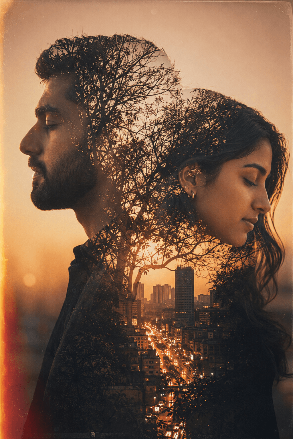 Result generated from Romantic Couple Double Exposure Photography AI Prompt