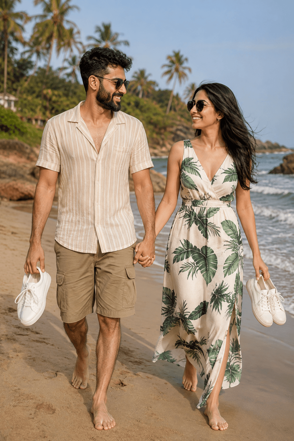 Result generated from Indian Couple Beach Photography Prompt | Ultra-Realistic Romantic Vacation Photo