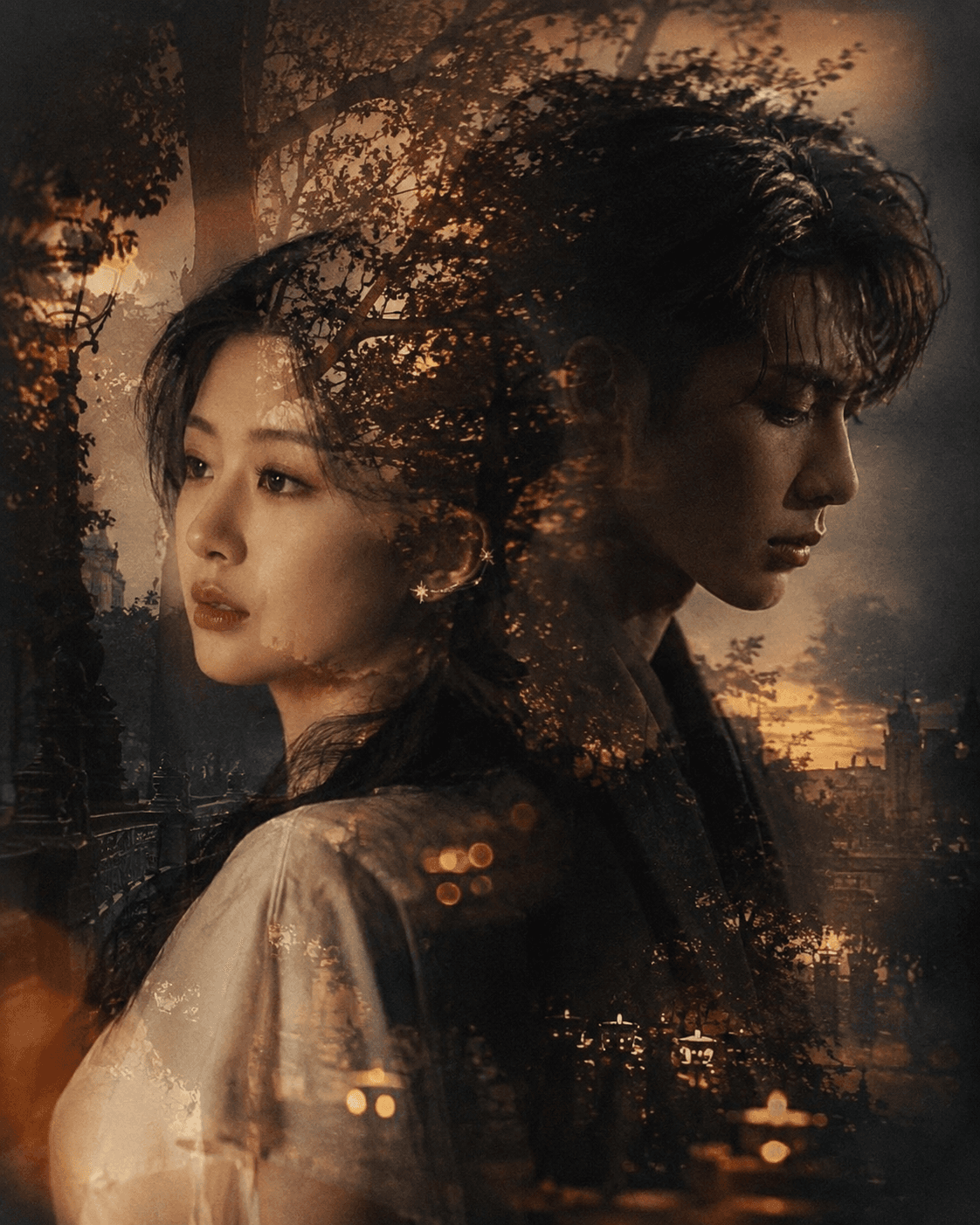 Result generated from Cinematic Couple Double Exposure Photography Prompt | Surreal Fine Art Portrait