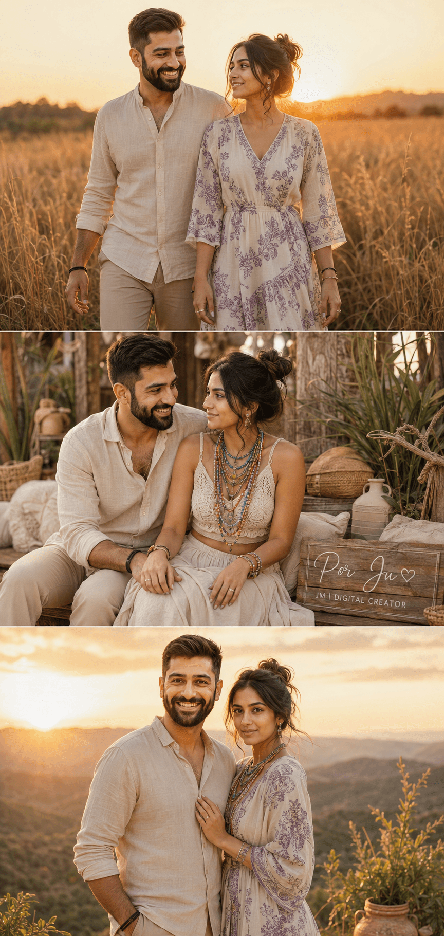 Result generated from Boho Chic Couple Photoshoot Prompt | Ultra-Realistic Romantic Editorial