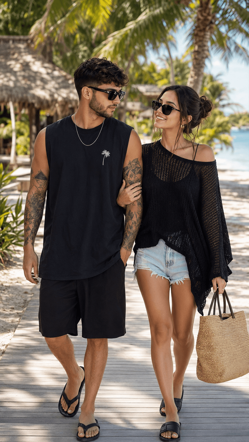 Result generated from AI Tropical Beach Couple Portrait Prompt | Ultra-Realistic Luxury Vacation Photography